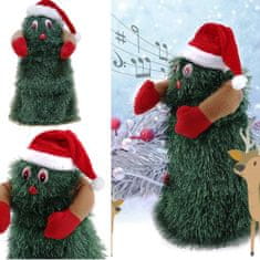 BigBuy Mókásan zenélő és pörgő karácsonyfa mikulás sapkában - 23 cm (BBJ)