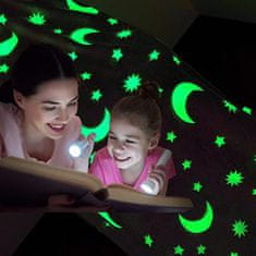 BigBuy Sötétben világító gyermek takaró csillag mintával - rózsaszín - 100 x 100 cm (BBJ)