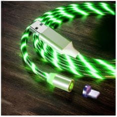 BigBuy Lenyűgözően villogó mágneses USB töltőkábel cserélhető fejekkel – zöld (BBL)