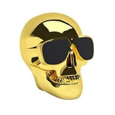 BigBuy Vagány, napszemüveges koponya formájú bluetooth hangszóró kiváló hangzással - arany színű - 8W (BBD)