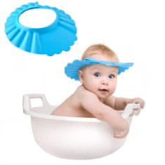 BigBuy Vízálló és állítható zuhanysapka kisgyermekeknek hajmosáshoz, 13-15 cm, kék szín (BB-1842)