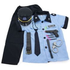 BigBuy Farsangi rendőr jelmez sapkával, bilinccsel és játékpisztollyal – S méret – 90-110 cm magasságra (BBJ)