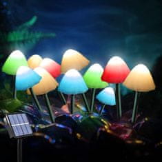 BigBuy 10 db-os RGB LED szolár lámpa készlet - varázslatos, világító gomba alakú éjszakai fény és hangulatvilágítás a kertedbe (BBV) (BBJH)