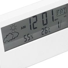 BigBuy Multifunkcionális asztali óra - modern ébresztőóra időjárás, páratartalom és dátum kijelzéssel - fehér (BBV) (BBD)