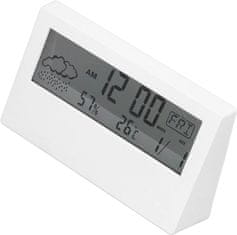 BigBuy Multifunkcionális asztali óra - modern ébresztőóra időjárás, páratartalom és dátum kijelzéssel - fehér (BBV) (BBD)