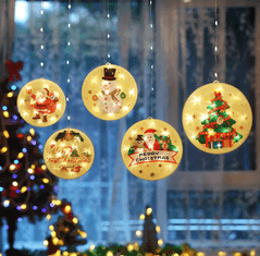 BigBuy Nagyméretű felakasztható karácsonyi fényfüzér, LED ablakdísz - , vízálló, 113 LED, melegfehér (BBV)