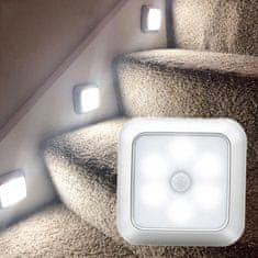 BigBuy 6 LED-es elemes éjjeli lámpa mozgásérzékelővel, mágnessel - 20 másodpercig világít (BBV)