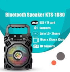 BigBuy KTS-1080 vezeték nélküli Bluetooth hangszóró LED-es party lámpával (BBV)
