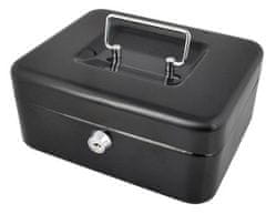 BigBuy Kulcsra zárható, fekete, fém pénzkazetta rekeszekkel - hordozható kassza doboz (BB-0822)