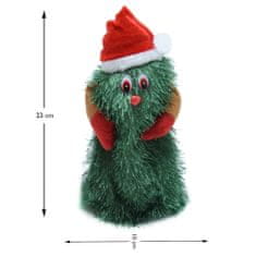BigBuy Mókásan zenélő és pörgő karácsonyfa mikulás sapkában - 23 cm (BBJ)