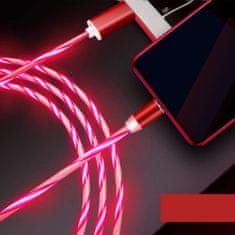 BigBuy Lenyűgözően villogó mágneses USB töltőkábel cserélhető fejekkel – piros (BBL)