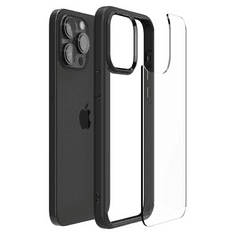 Spigen Apple iPhone 15 Pro Max, Műanyag hátlap védőtok + szilikon keret, Ultra Hybrid, átlátszó/fekete (S76074)