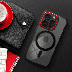 Haffner Apple iPhone 15 Plus szilikon hátlap - Edge Mag Cover - fekete/piros/átlátszó (PT-6834)