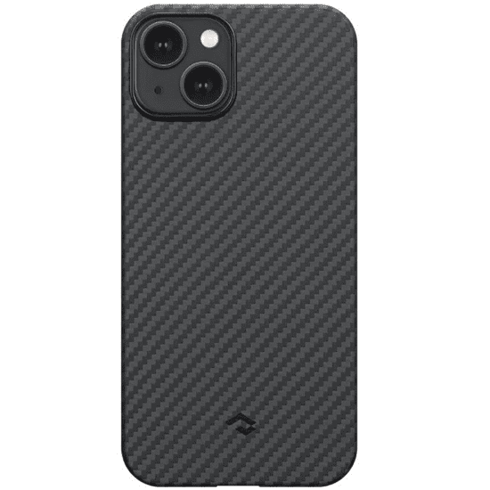 Pitaka Apple iPhone 14, Műanyag hátlap védőtok, közepesen ütésálló, 1500D aramidszállal, Magsafe töltővel kompatibilis, karbon minta, MagEz Case 3, fekete/szürke (XP126913)