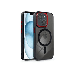 Haffner Apple iPhone 15 Plus szilikon hátlap - Edge Mag Cover - fekete/piros/átlátszó (PT-6834)