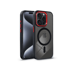 Haffner Apple iPhone 15 Pro Max szilikon hátlap - Edge Mag Cover - fekete/piros/átlátszó (PT-6838)