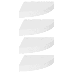 Vidaxl 4 db fehér MDF lebegő sarokpolc 25 x 25 x 3,8 cm (323897)