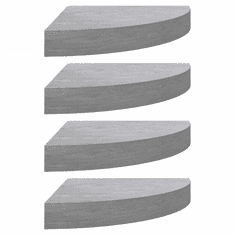 Vidaxl 4 db betonszürke MDF fali sarokpolc 25 x 25 x 3,8 cm (326635)