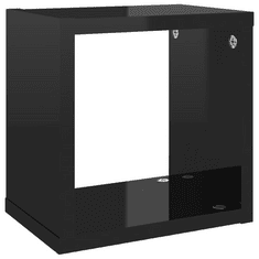 Vidaxl 2 db magasfényű fekete fali kockapolc 22 x 15 x 22 cm (807073)
