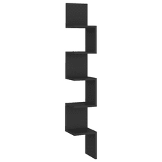 fekete forgácslap fali sarokpolc 20 x 20 x 127,5 cm