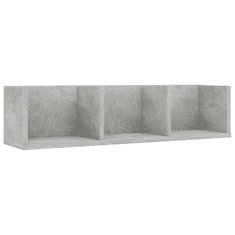 Vidaxl betonszürke forgácslap CD-tartó fali polc 75 x 18 x 18 cm (801314)
