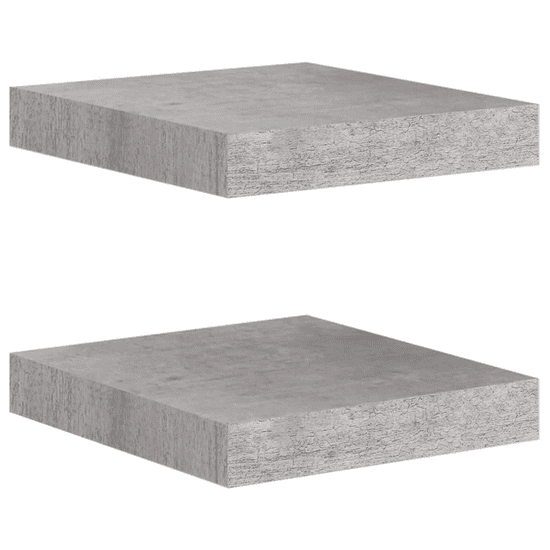 Vidaxl 2 db betonszürke MDF lebegő fali polc 23 x 23,5 x 3,8 cm (326589)