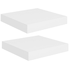 2 db fehér MDF lebegő fali polc 23 x 23,5 x 3,8 cm
