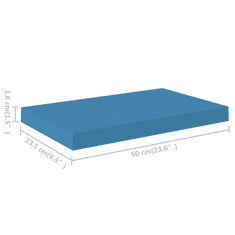 Vidaxl kék MDF fali polc 60 x 23,5 x 3,8 cm (326618)