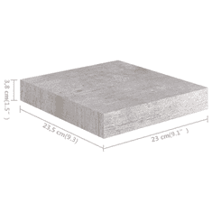 Vidaxl 4 db betonszürke MDF lebegő fali polc 23 x 23,5 x 3,8 cm (326590)