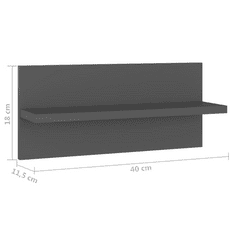 Vidaxl 2 db szürke forgácslap fali polc 40 x 11,5 x 18 cm (807301)