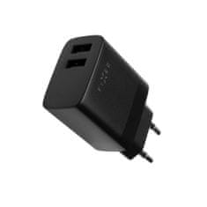 FIXED Hálózati töltőkészlet 2xUSB kimenettel és USB/mikro USB kábellel, 1 méter, 17W Smart Rapid Charge FIXC17N-2UM-BK, fekete