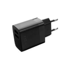 FIXED Töltőkészlet 2xUSB kimenettel és USB/USB-C kábellel, 1 méter, 17W Smart Rapid Charge FIXC17N-2UC-BK, fekete színű