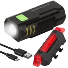 Verkgroup USB akkumulátor készlet. vízálló lámpa + kerékpár hátsó lámpa