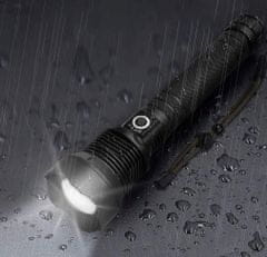 Malatec Alu. újratölthető vízálló LED P70 kézi lámpa USB 13600mAh 4500lm