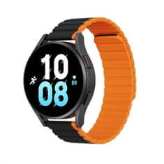 TKG Samsung Galaxy Watch 4 (40 / 42 / 44 / 46 mm) okosóra szíj - Dux Ducis - fekete/narancssárga mágneses szíj (szíj szélesség: 20 mm)