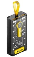 PATONA power bank világítással, 20000mAh Li-Pol 3A - LCD, USB, Micro-USB, USB-C, Lightning, integrált kábelek, PD 22,5W