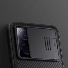 TKG Telefontok Xiaomi 13T 5G - Nillkin csúsztatható kameravédős fekete hátlap tok, beépített mágnessel