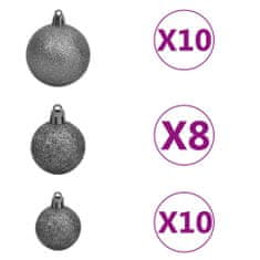 Vidaxl műkarácsonyfa 300 LED-del, gömbszettel és hópehellyel 180 cm 3210161