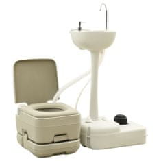 Vidaxl szürke hordozható kemping-WC 10+10 L és kézmosóállvány 20 L 93021