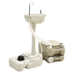 Vidaxl szürke hordozható kemping-WC 10+10 L és kézmosóállvány 20 L 93021