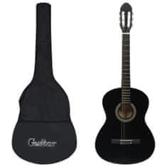 Vidaxl fekete 4/4-es klasszikus gitár kezdőknek tokkal 39" 3055600
