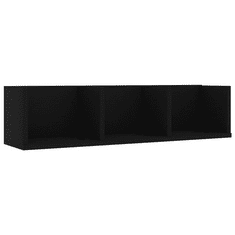 Vidaxl fekete forgácslap CD-tartó fali polc 75 x 18 x 18 cm (801311)