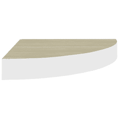 Vidaxl 2 db fehér-tölgyszínű MDF fali sarokpolc 25 x 25 x 3,8 cm (326631)