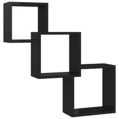 fekete kocka alakú forgácslap fali polcok 68x15x68 cm