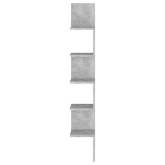 Vidaxl betonszürke forgácslap fali sarokpolc 20 x 20 x 127,5 cm (807281)