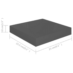 Vidaxl magasfényű szürke MDF lebegő fali polc 23 x 23,5 x 3,8 cm (323781)