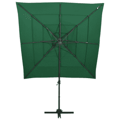 Vidaxl 4 szintes zöld napernyő alumíniumrúddal 250 x 250 cm (313821)