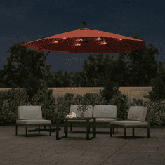 Vidaxl terracotta színű konzolos napernyő LED-fényekkel és acél rúddal (313781)