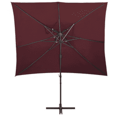 Vidaxl bordó dupla tetejű konzolos napernyő 250 x 250 cm (312366)