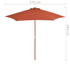 Vidaxl terrakotta színű kültéri napernyő farúddal, 270 cm (44518)